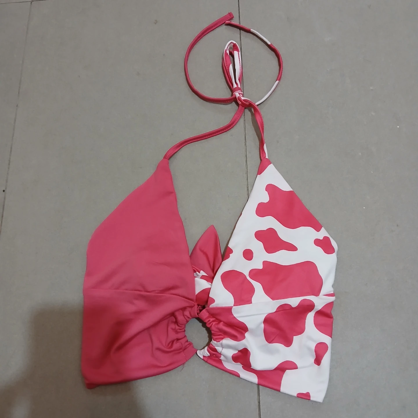 Strawberry Cow Print Halter Top & Milk Carton Bag - photo 2