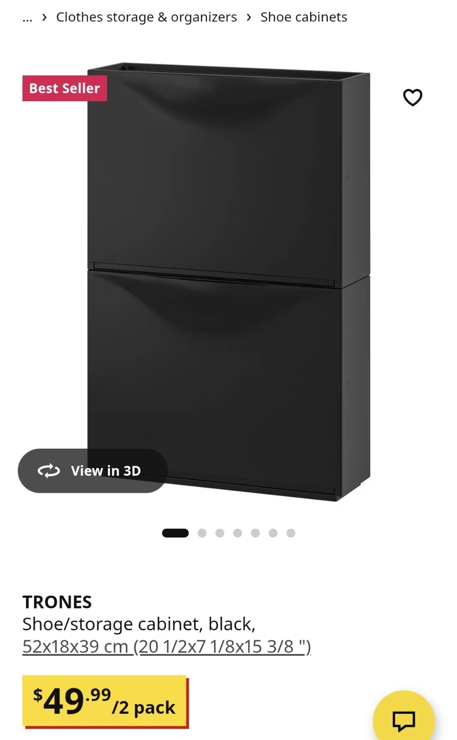 IKEA TRONES Shoe/Storage Cabinet - Black