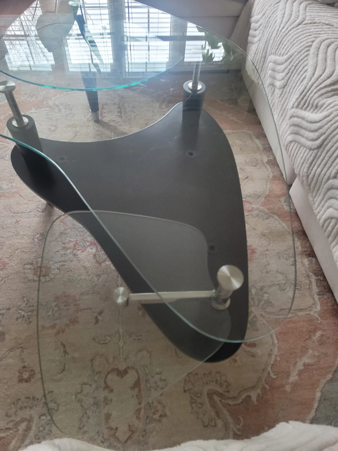 Modern Glass and Black Coffee Table