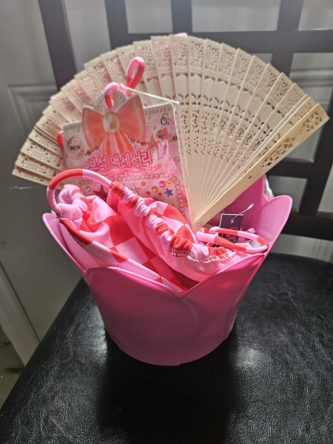 Pink & Red Bikini - XL, OS 100%cotton pjs, fan, basket
