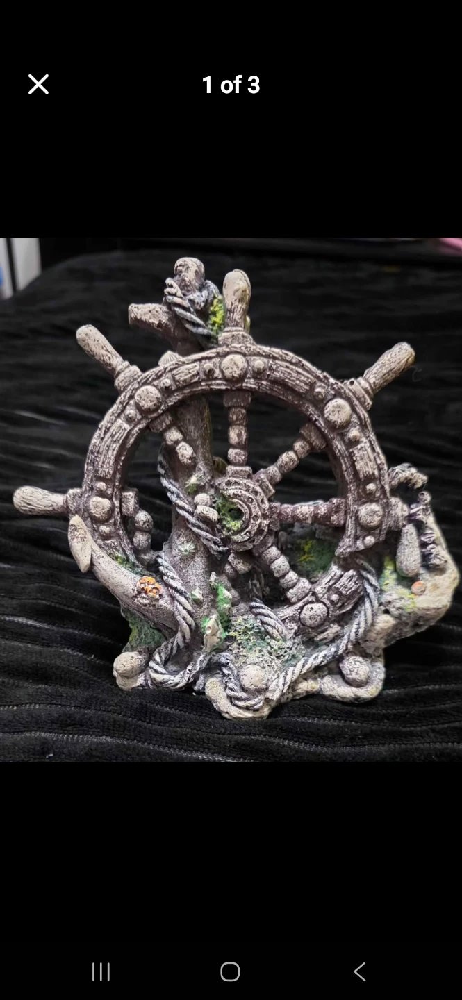 Aquarium Decoration - Roman Ruins and Ship Wheel Set