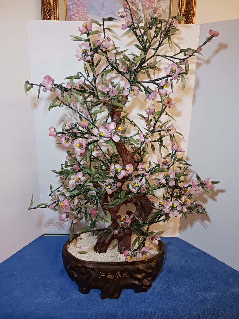 1960's X- large Glass jade Tree Bonsai Decoration, 26" tall