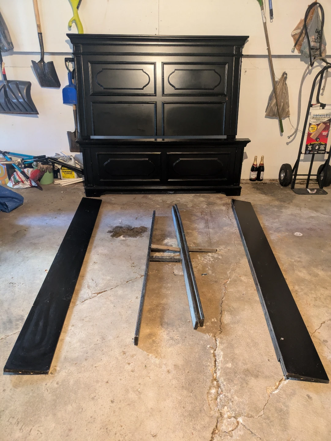 Black Wooden Headboard and Footboard