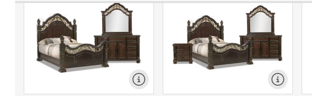 King size Dark Wood Bedroom Set with Ornate Details