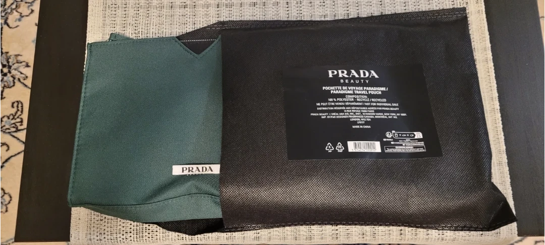 New Prada Beauty Forest Green Cosmetic Pouch