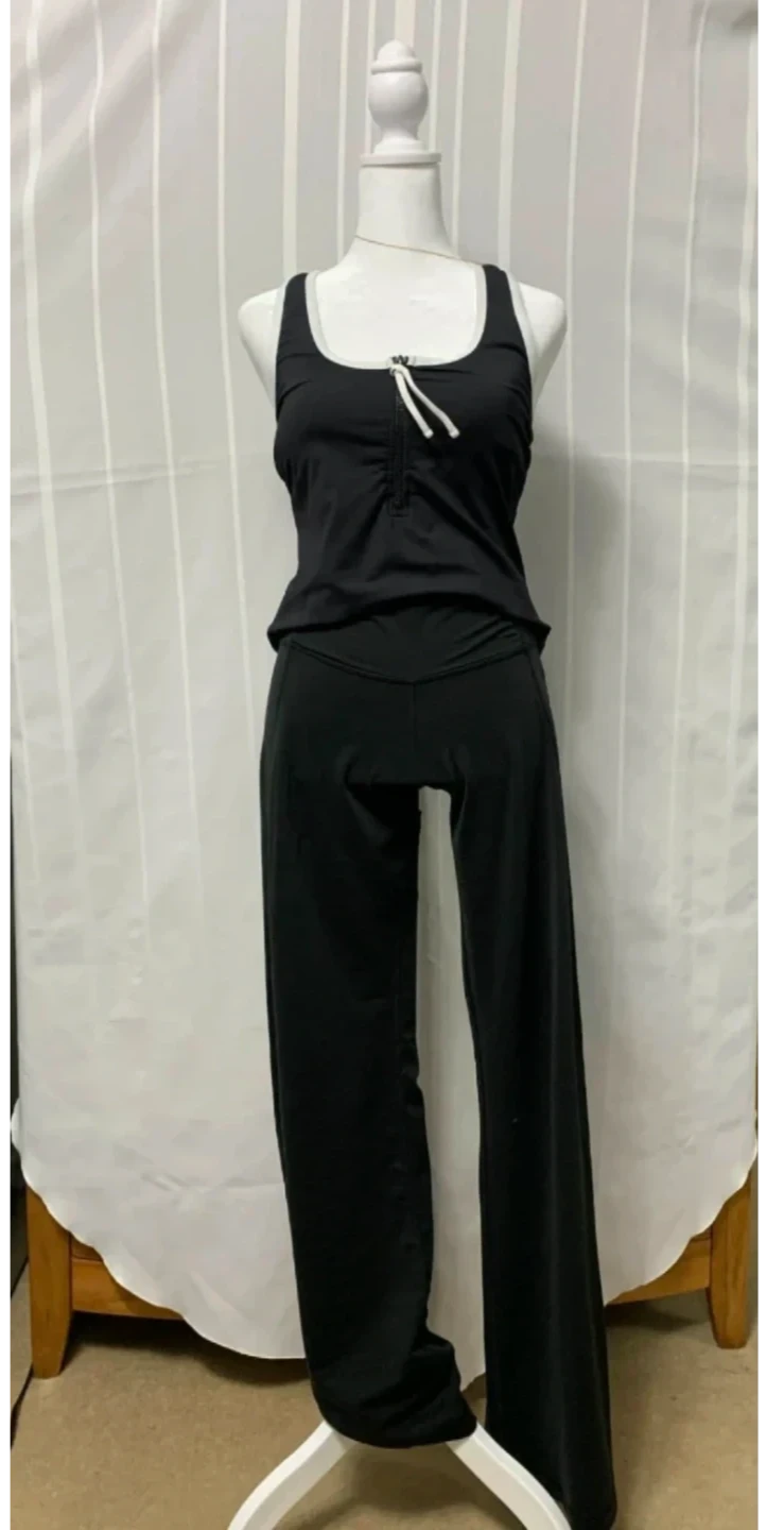 Adidas Black Wide Leg Athletic Pants Size S/P