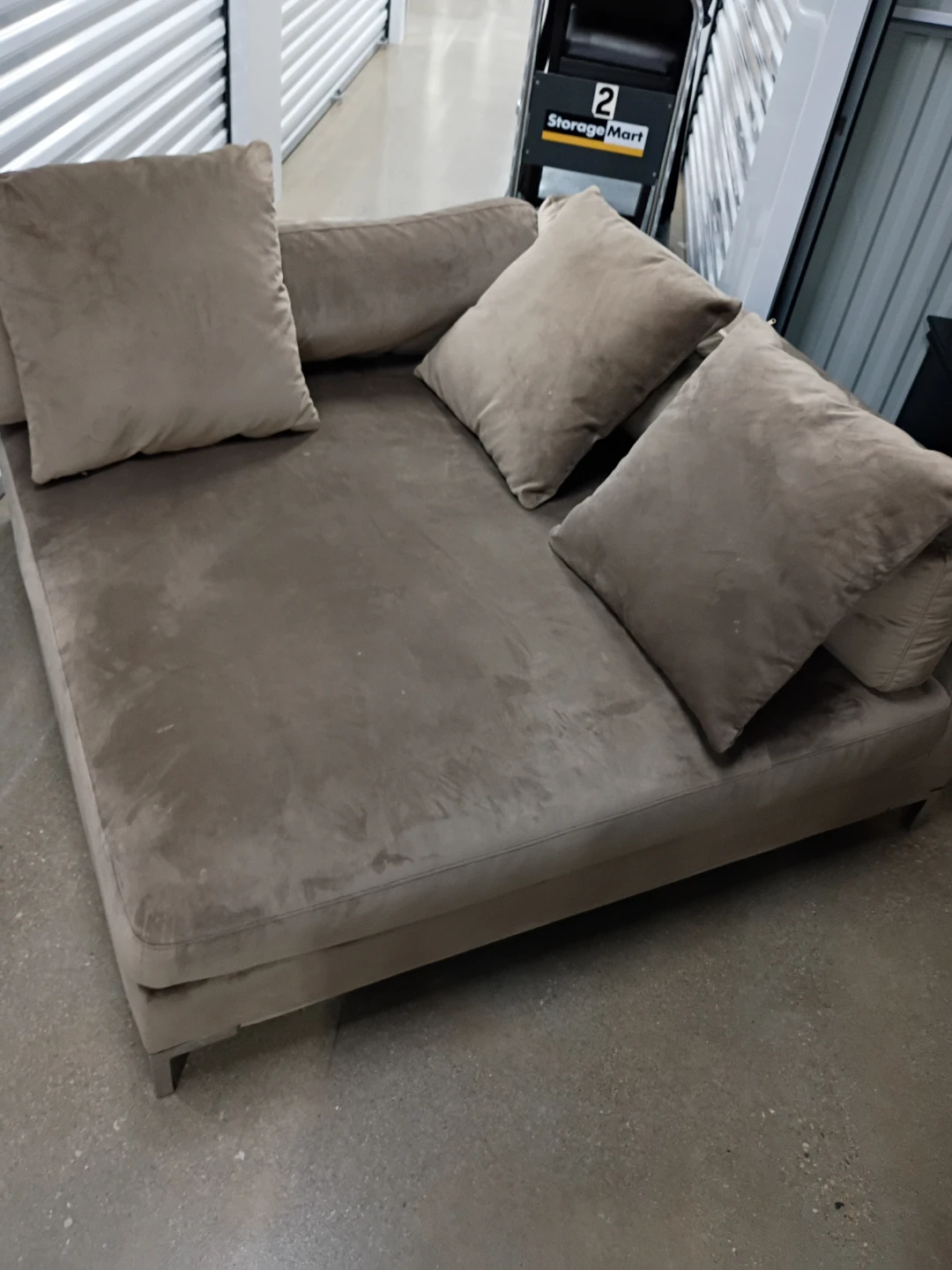 Taupe Suede Chaise Lounge with Pillows $275 - photo 2