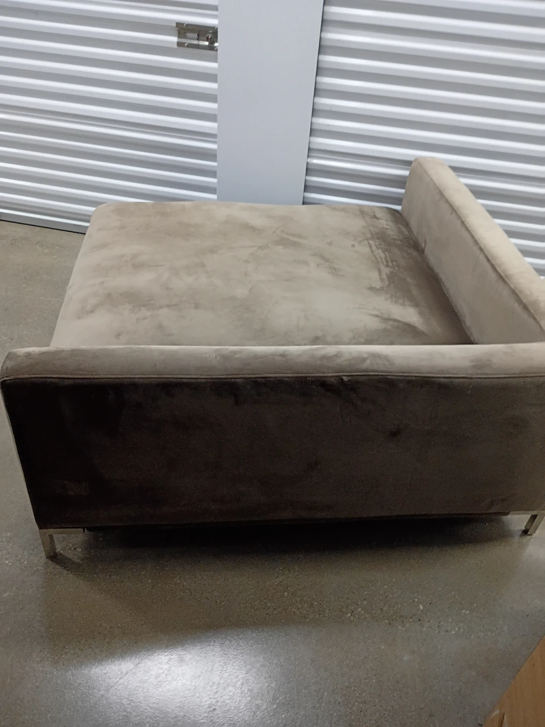 Taupe Suede Chaise Lounge with Pillows $275 - photo 4