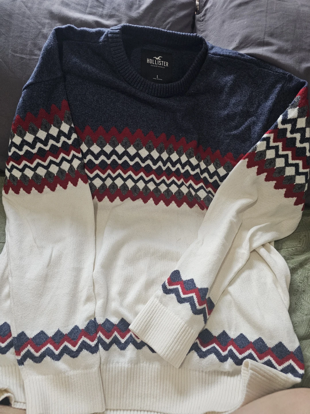 Hollister Men's Fair Isle Crew Neck Sweater Size L - photo 2