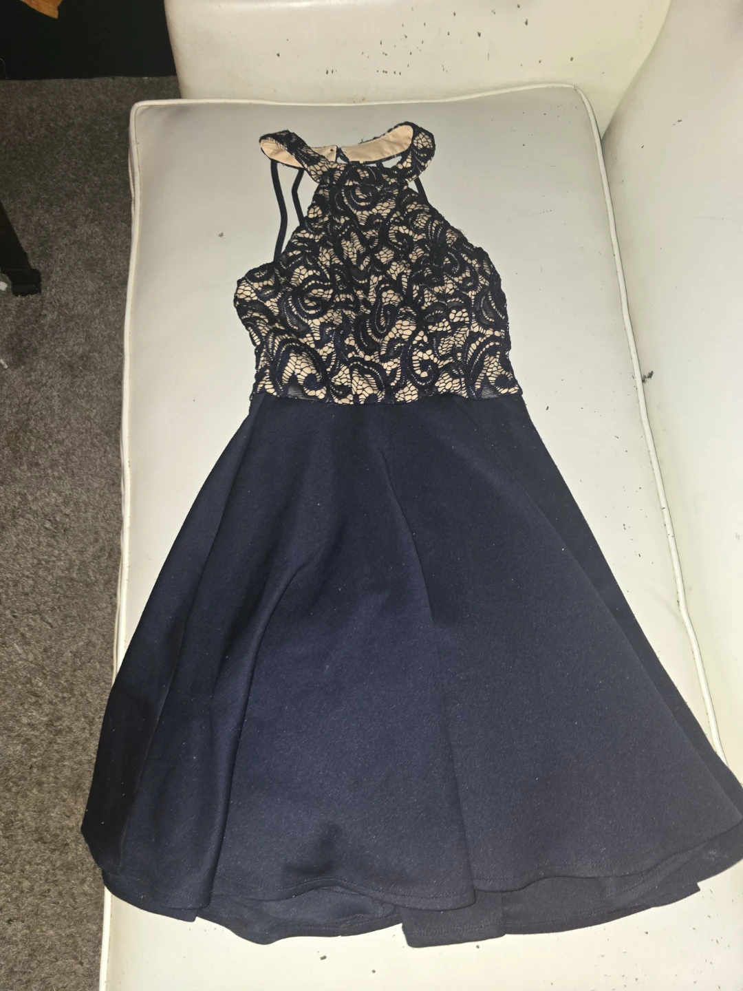 Women's Halter Lace Top Fit and Flare Dress