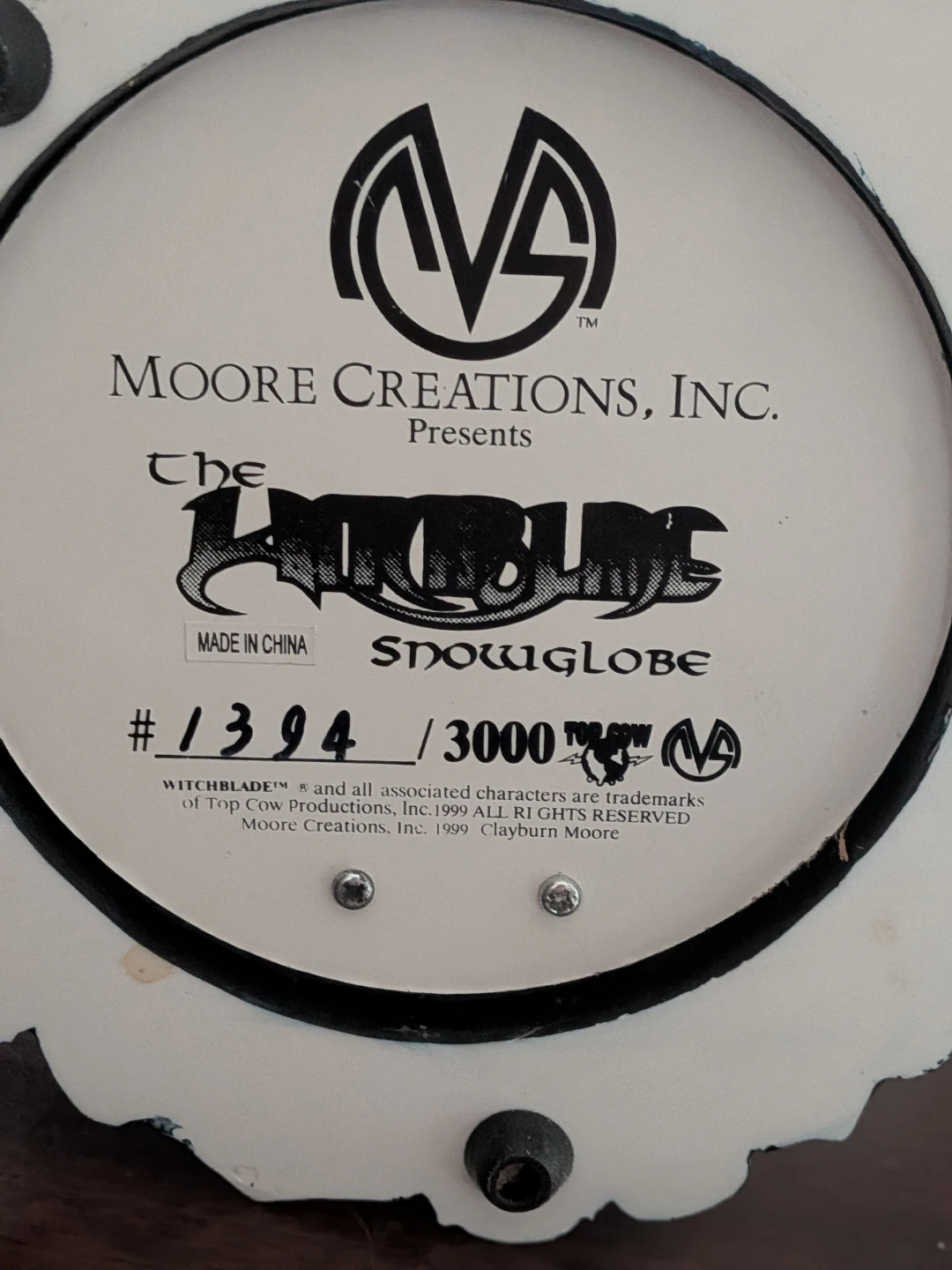 Moore Creations Witchblade Snowglobe #1394/3000 - photo 4