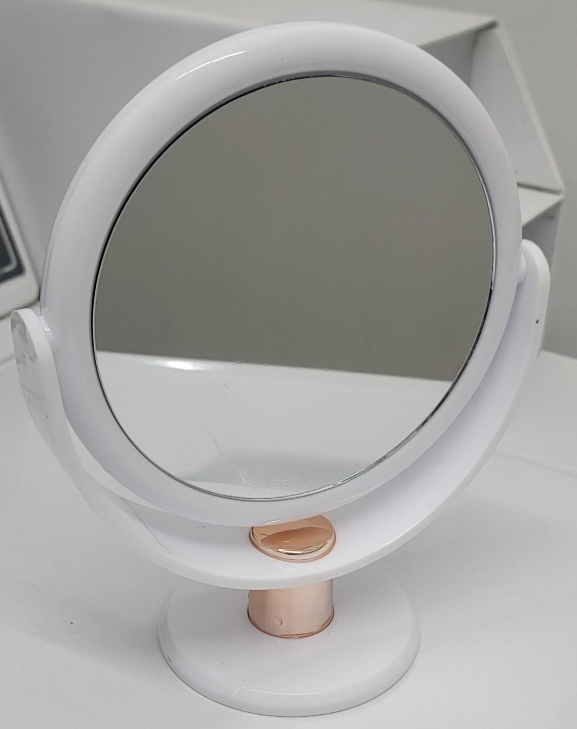 White Vanity Mirror with Rose Gold Accents - photo 2