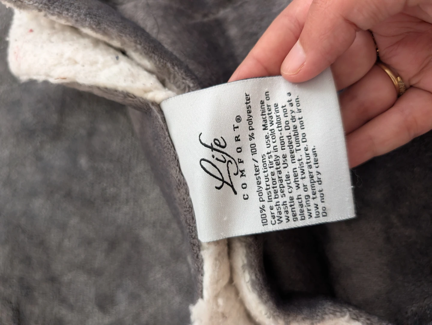 Life Comfort Fleece Sherpa Throw Blanket - Grey - photo 2