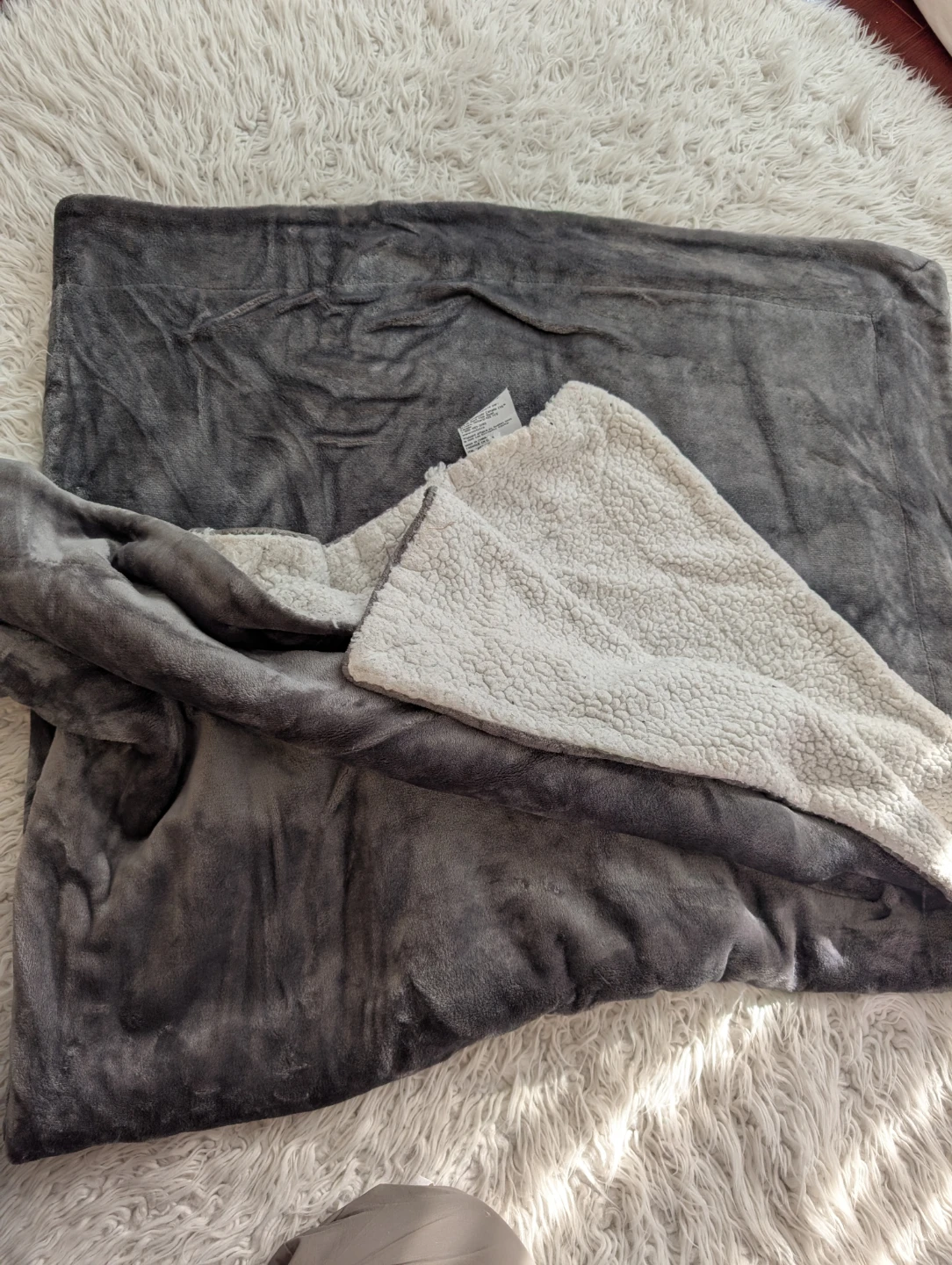 Life Comfort Fleece Sherpa Throw Blanket - Grey - photo 5