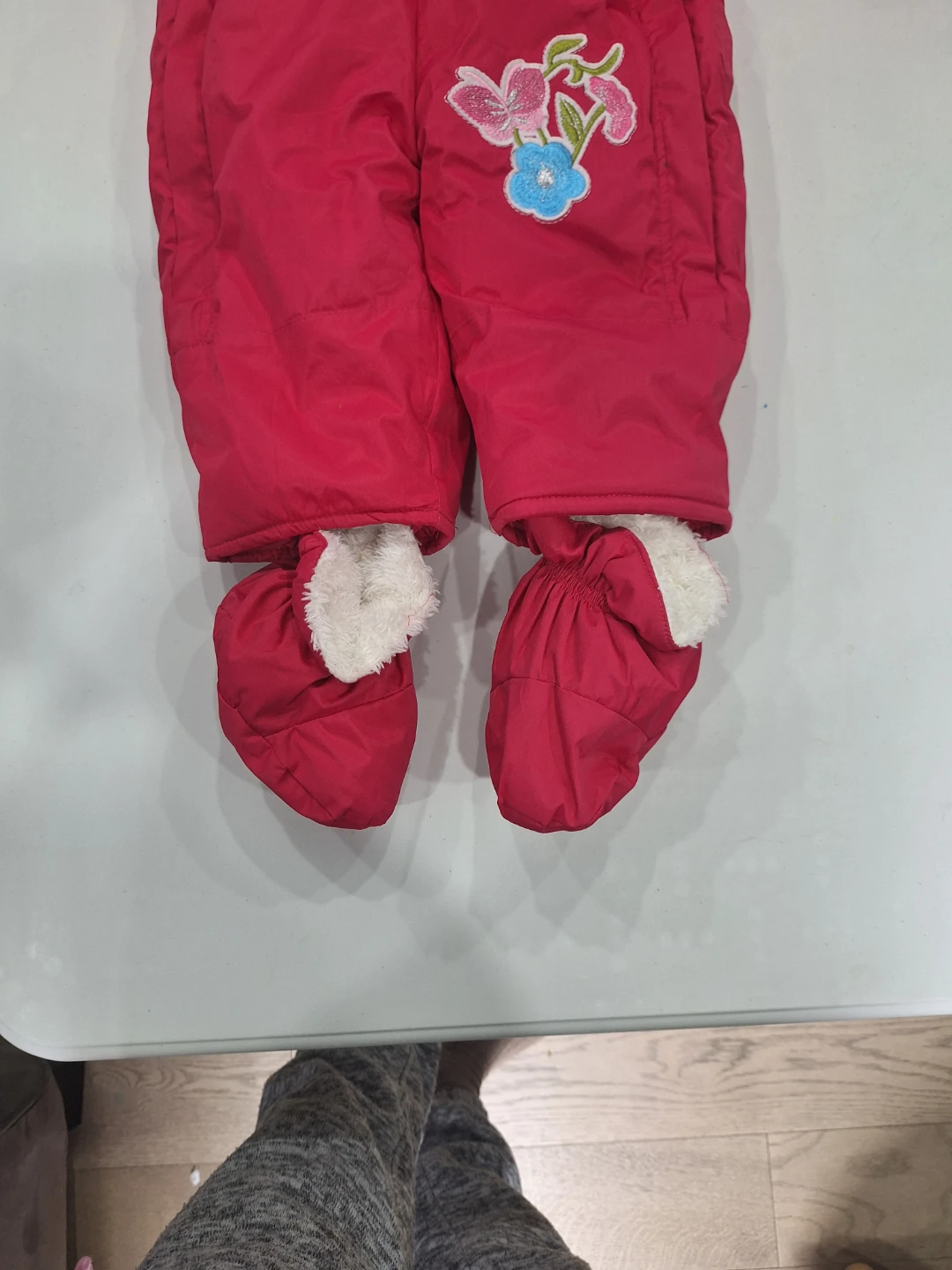 Girls Pink Snowsuit with Butterfly Embroidery - photo 3
