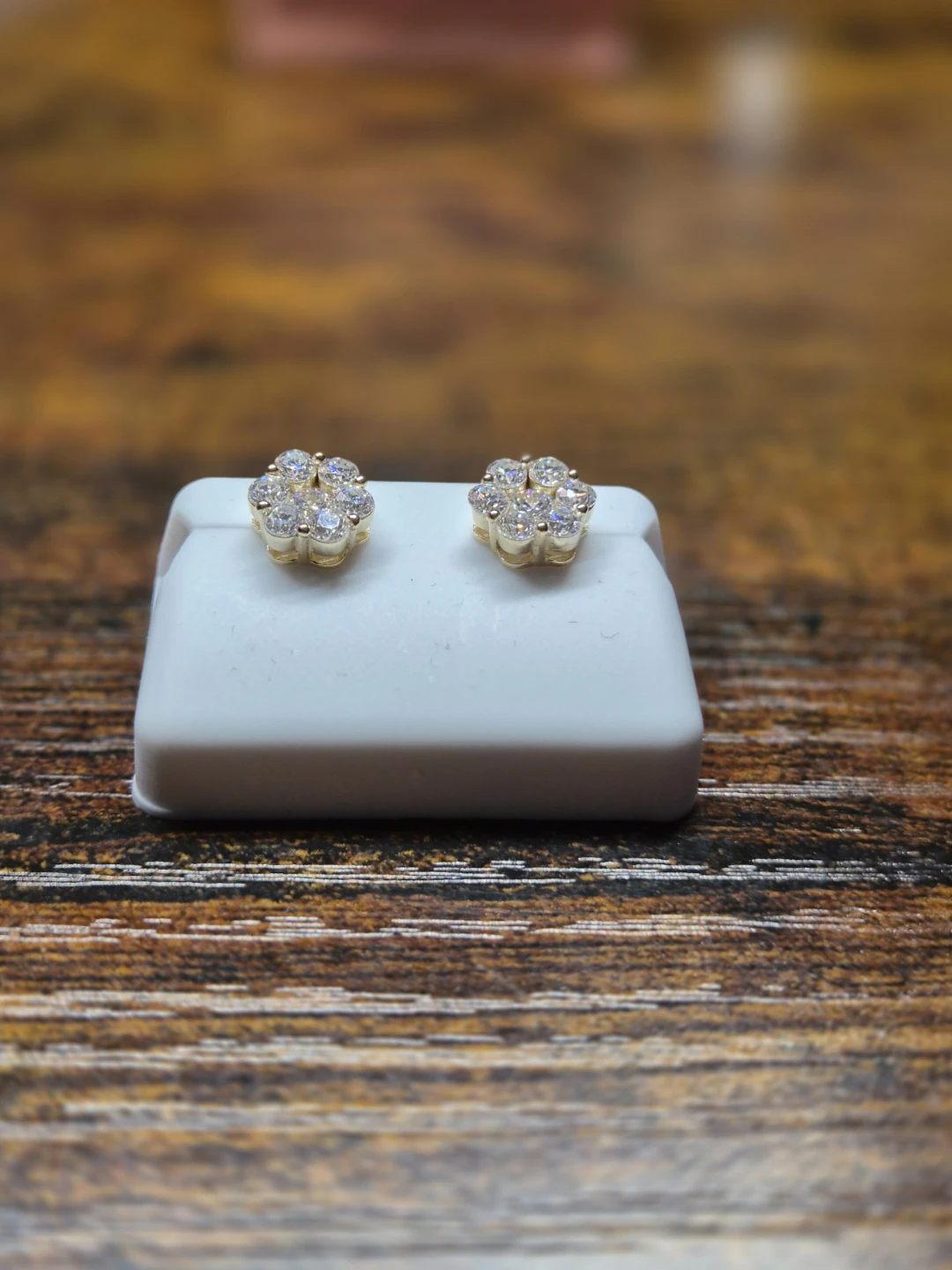 Flower Cluster Moissanite Stud Earrings - photo 2