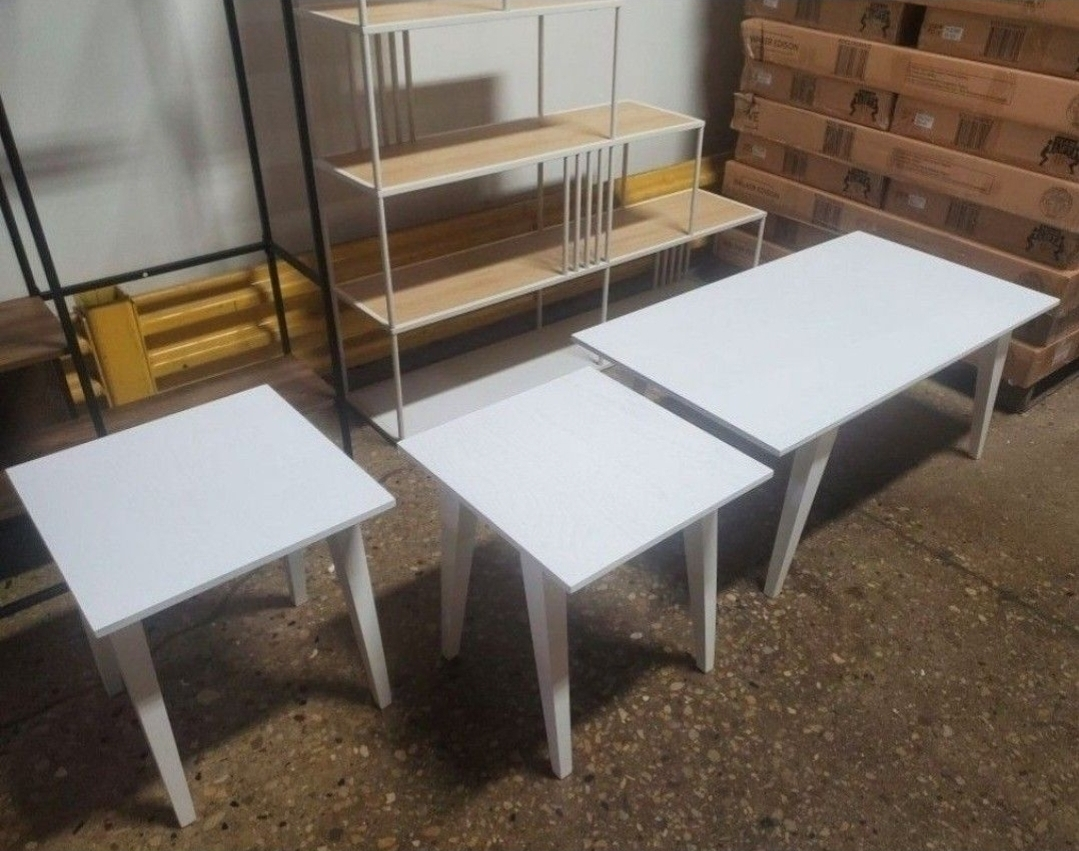 3 Pc White Coffee Table With 2 End Tables (New In A Box)