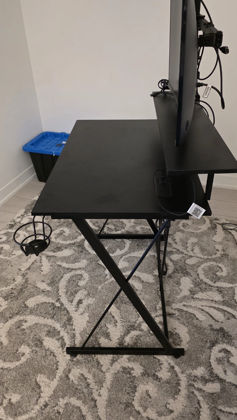 MOVING SALE- Modern Computer Desk w/ Shelf & Built-in Power