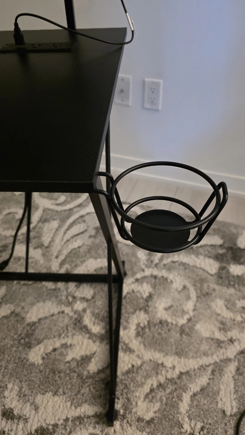 MOVING SALE- Modern Computer Desk w/ Shelf & Built-in Power - photo 4