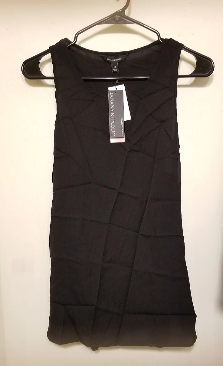 NWT Banana Republic Black Washable Silk Tank Top