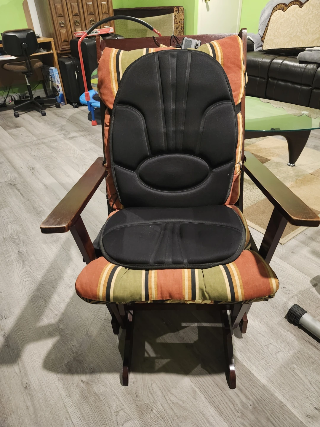 Wooden Rocking Glider Chair with Massage Heat Pad - photo 3