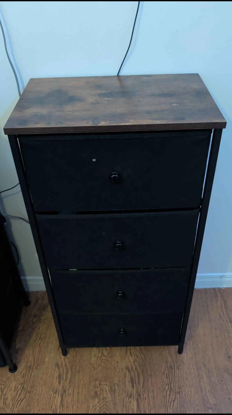 Black Fabric Drawer Dresser with Wood Top