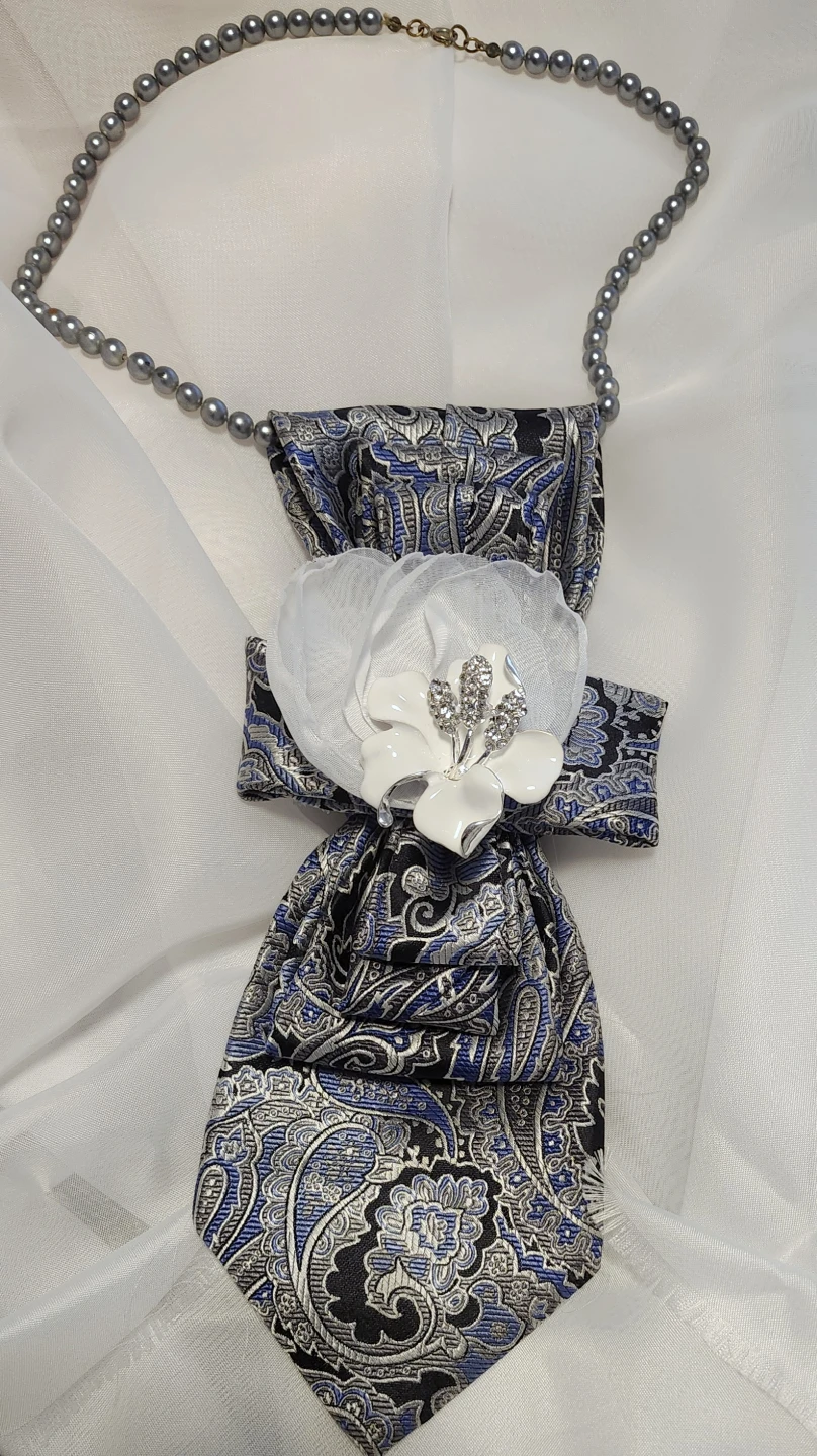 Handmade necktie/ brooch necklace - photo 4