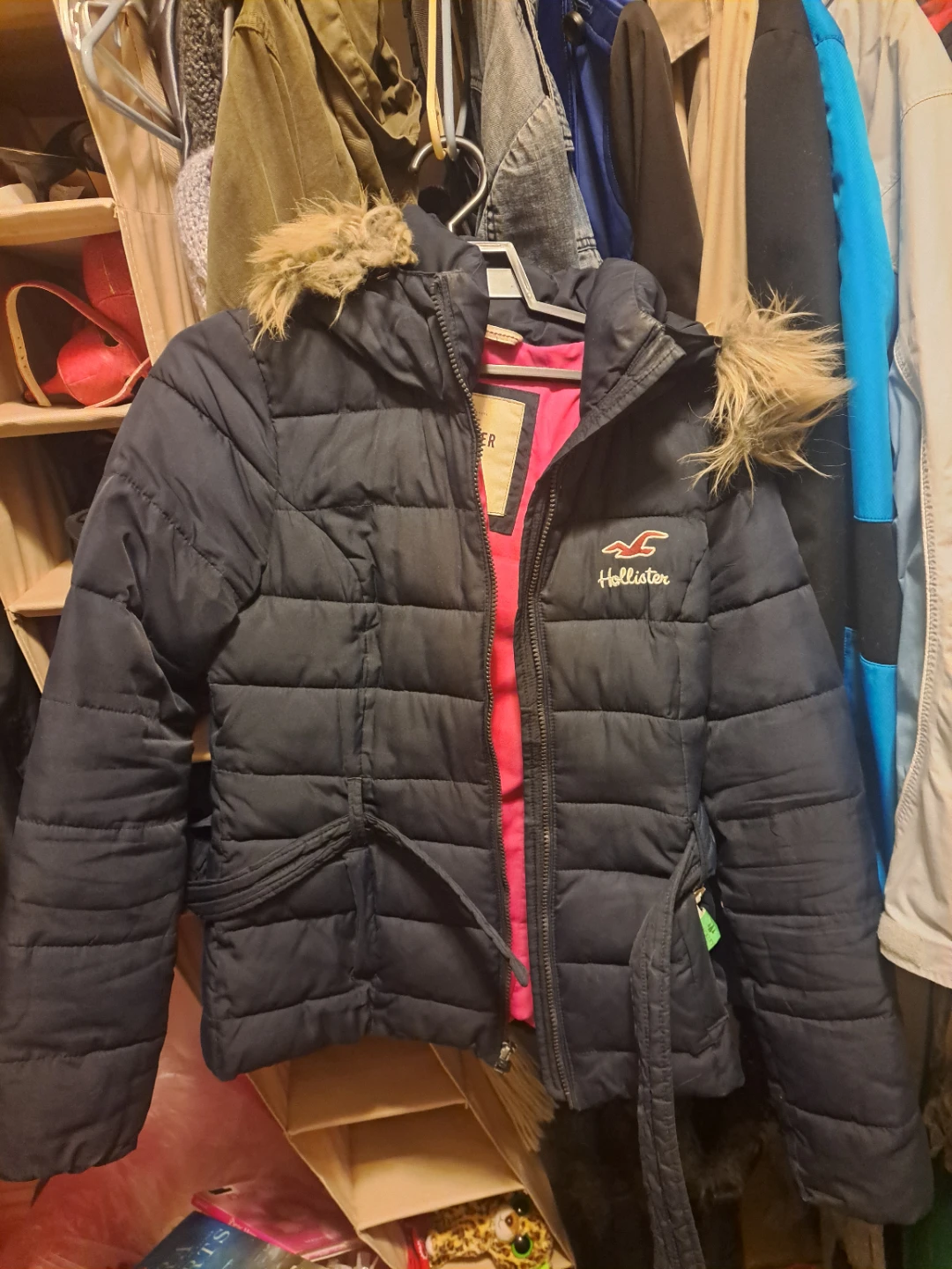 Hollister Puffer Jacket with Fur Hood - Navy - photo 2