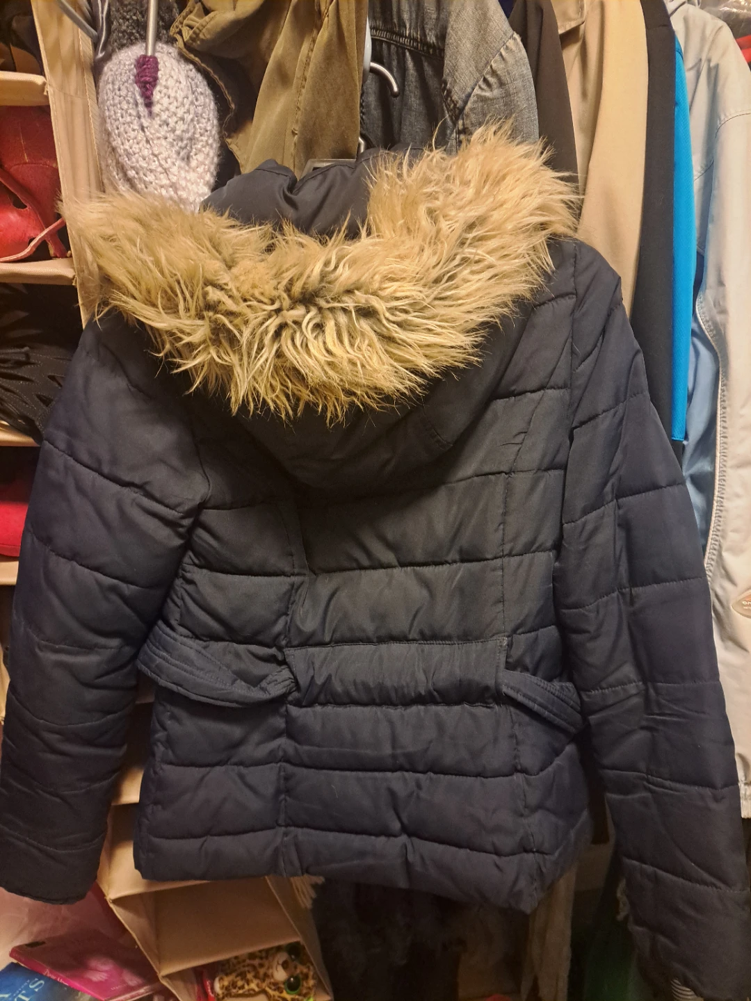 Hollister Puffer Jacket with Fur Hood - Navy - photo 3