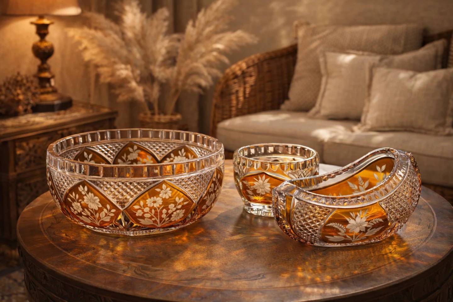 Glass Bowl Set Rare Crystal
