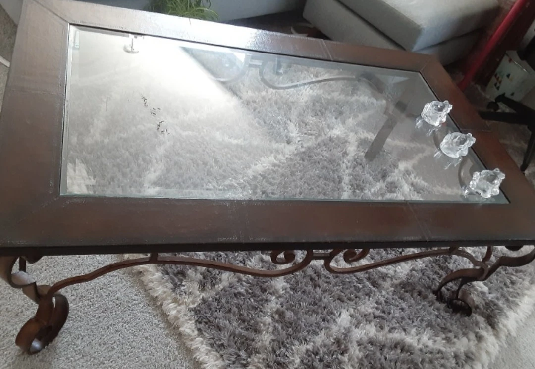 Dark Wood and Glass Coffee Table