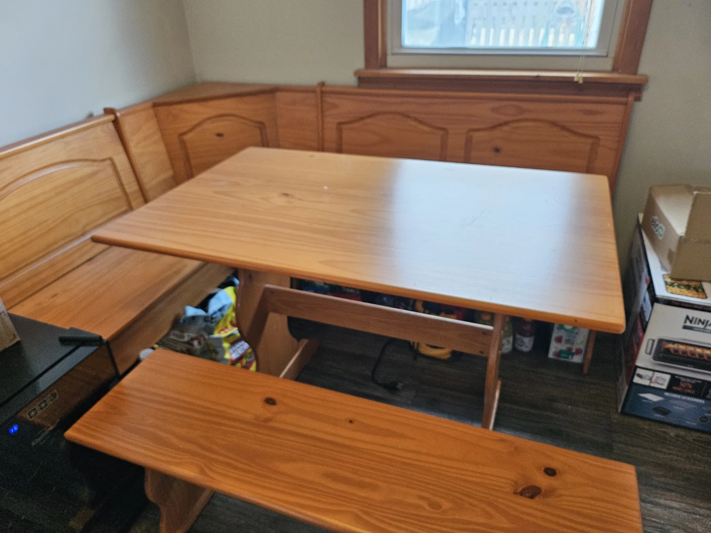 Wooden Corner Breakfast Nook Table with Benches