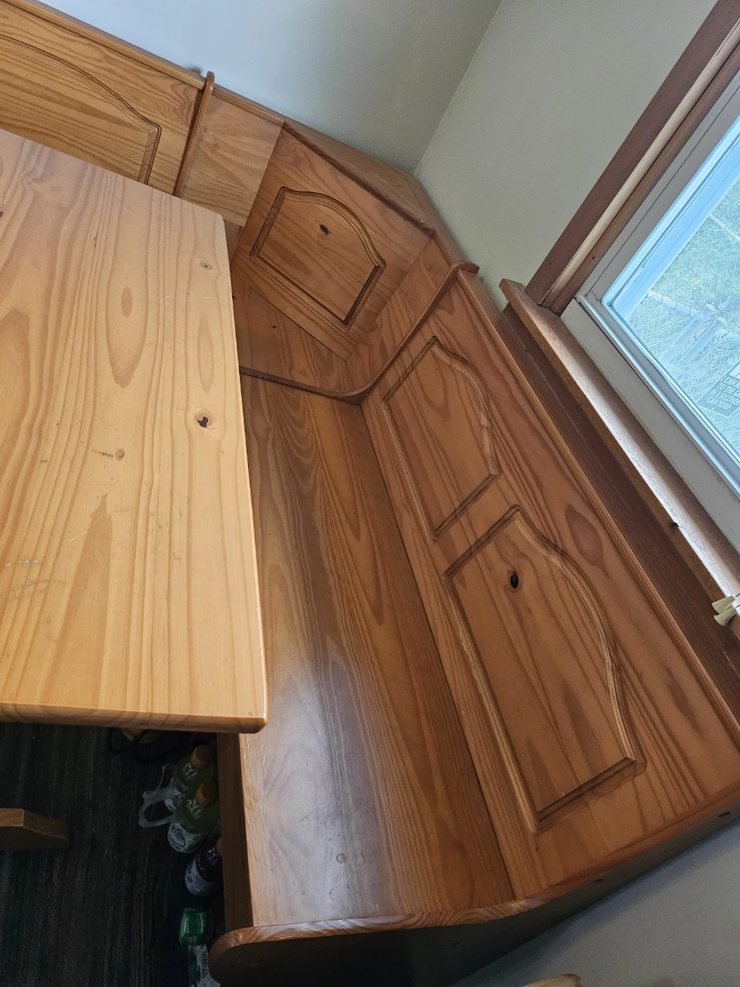 Wooden Corner Breakfast Nook Table with Benches - photo 4