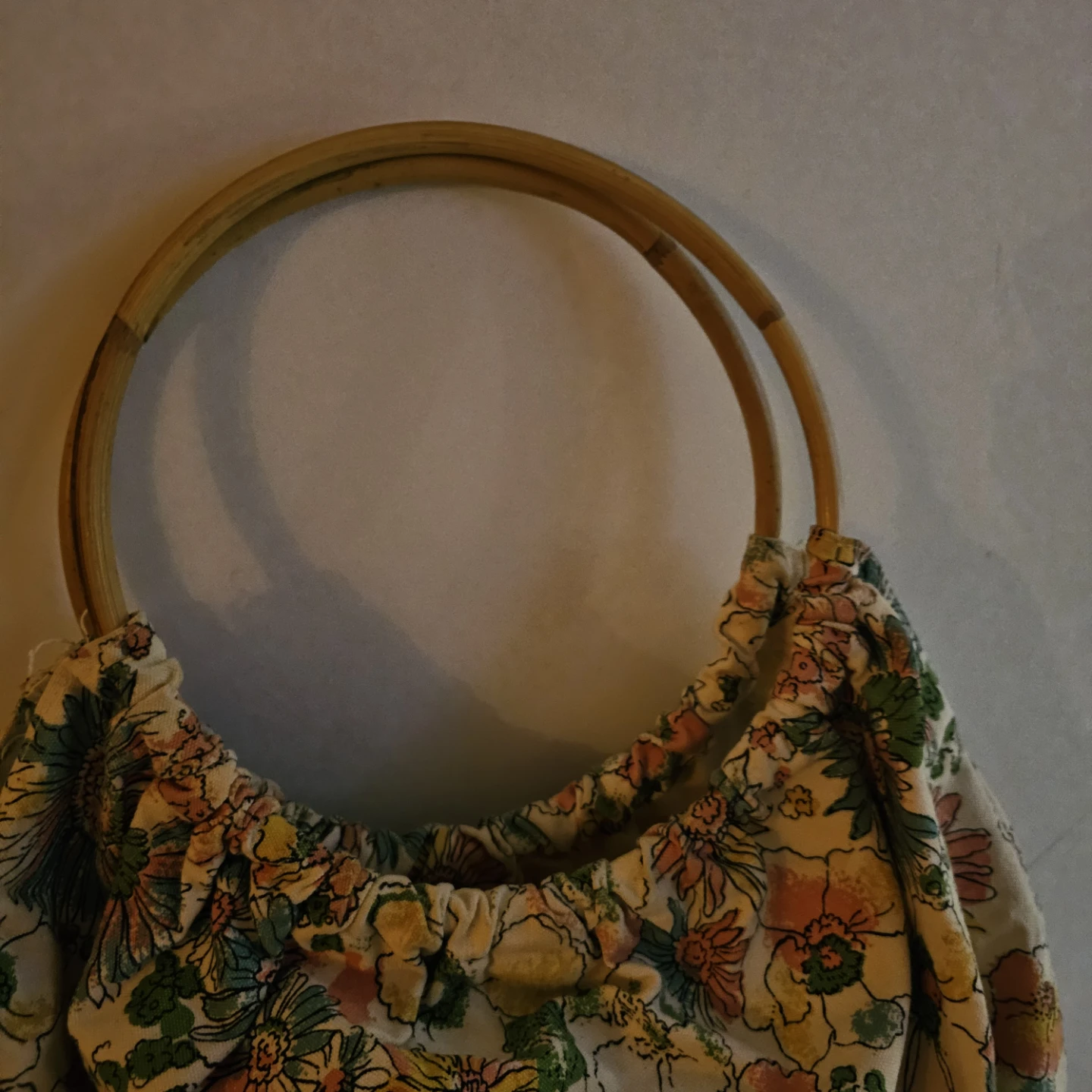 Floral Fabric Tote Bag with Bamboo Handles - photo 3
