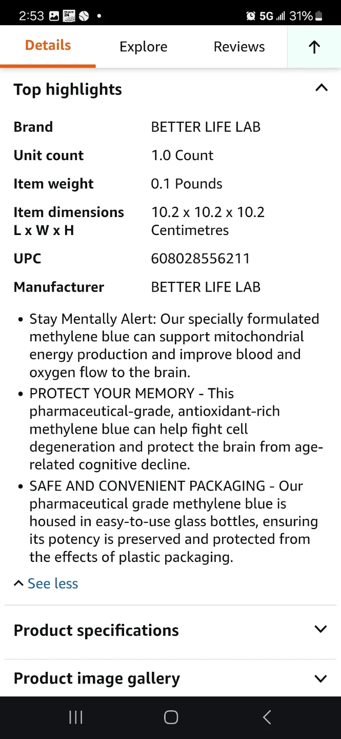 Pharmaceutical Grade 99.99% Methylene Blue with Dropper - photo 5