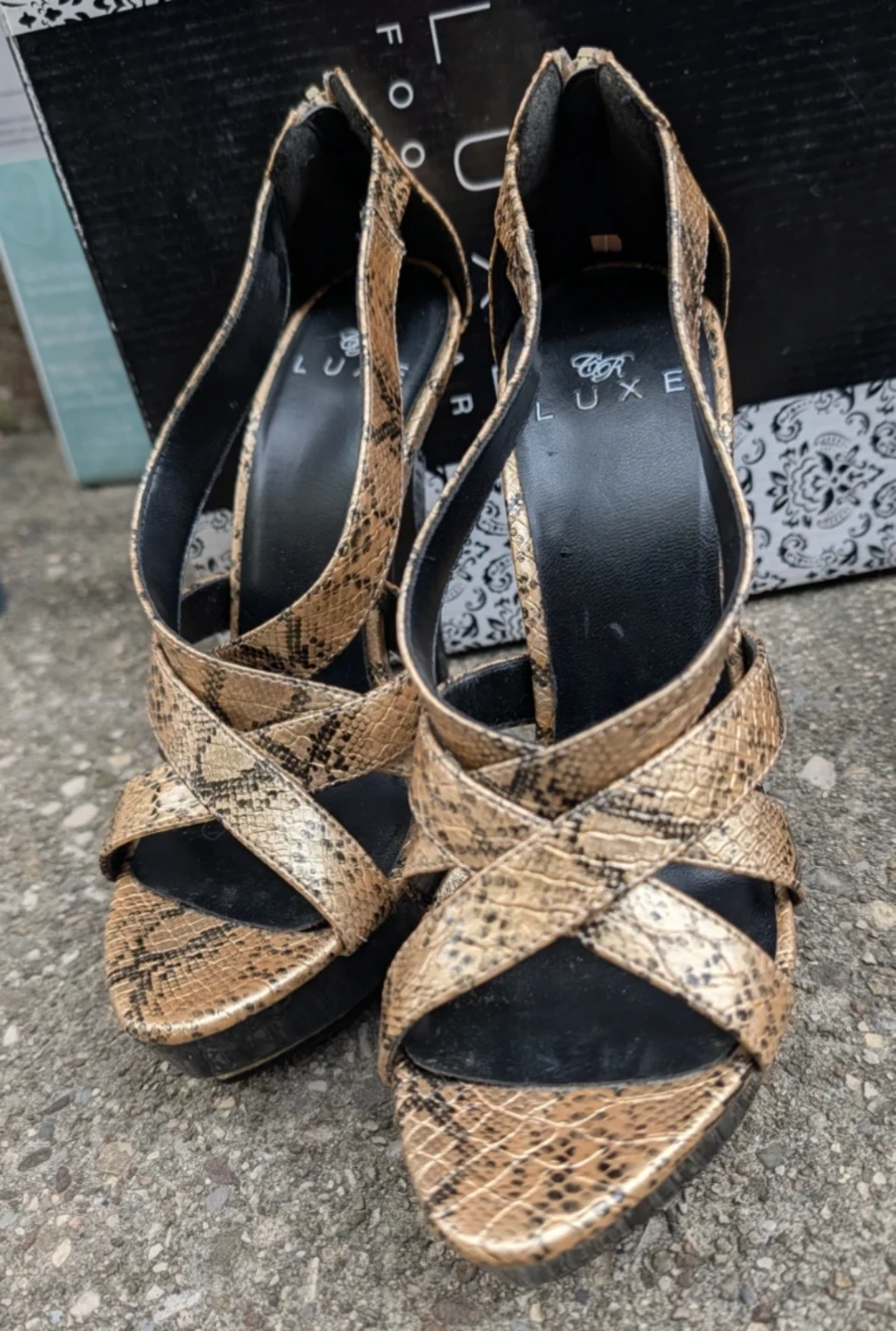 Luxe Footwear Snake Print Strappy Heels