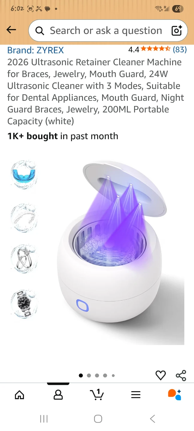 Ultrasonic Cleaner for Retainers, Jewelry, Mouth Guard