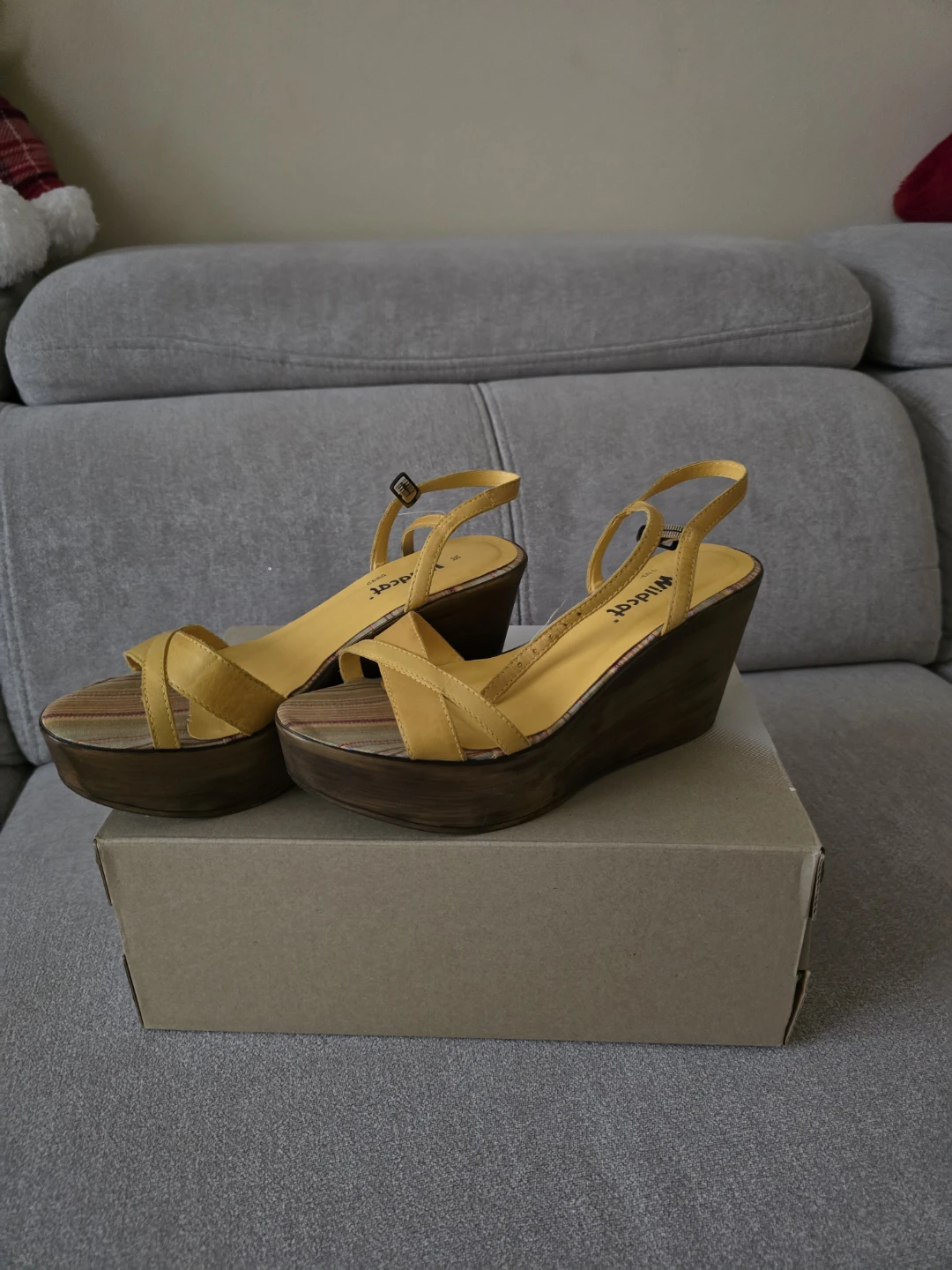 Wildcat Yellow Wedge Sandals Size 6