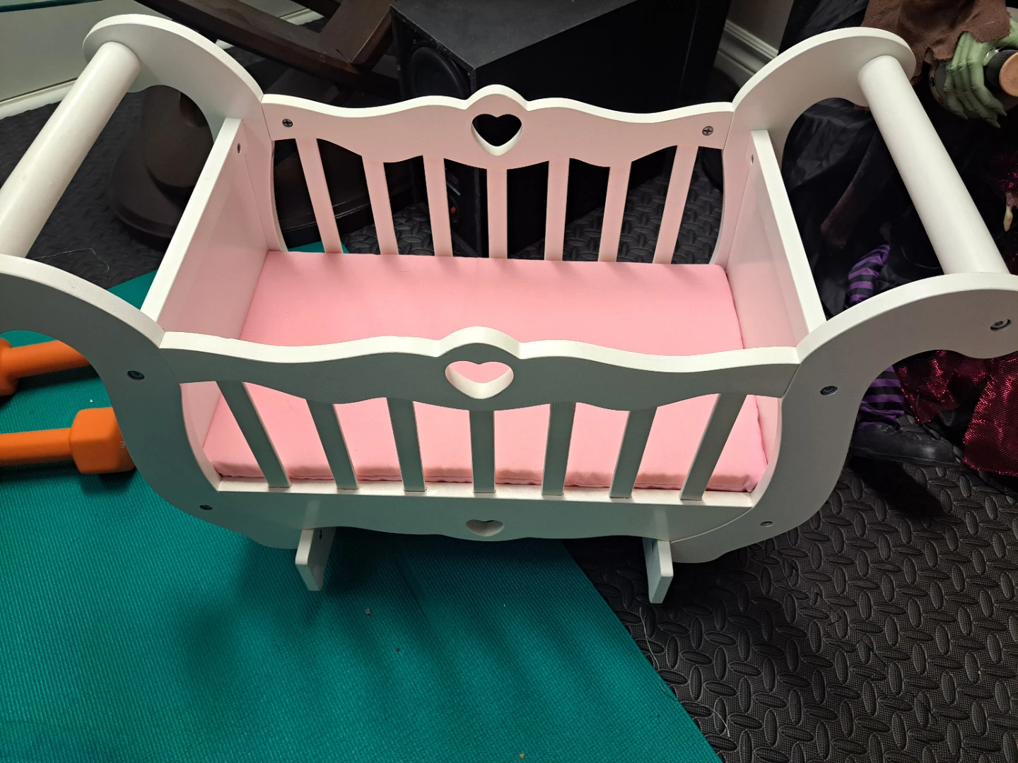 White Doll Cradle with Pink Mattress - photo 2