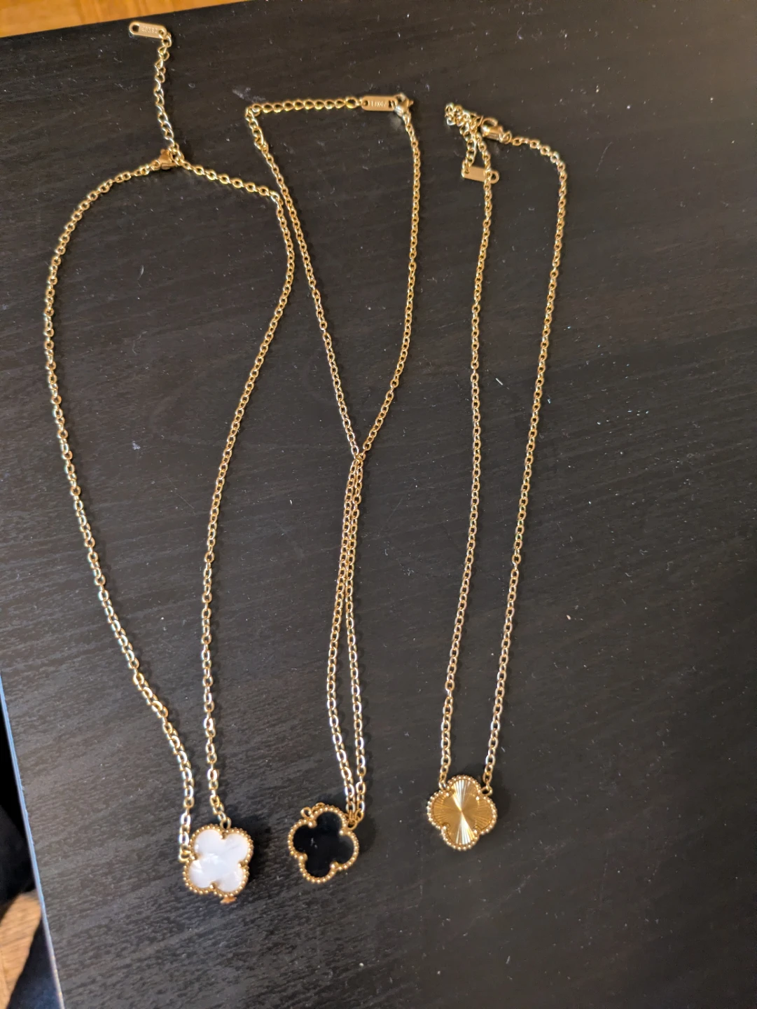 Set of 3 18K Gold Plated Lucky Clover Pendant Necklaces - photo 2