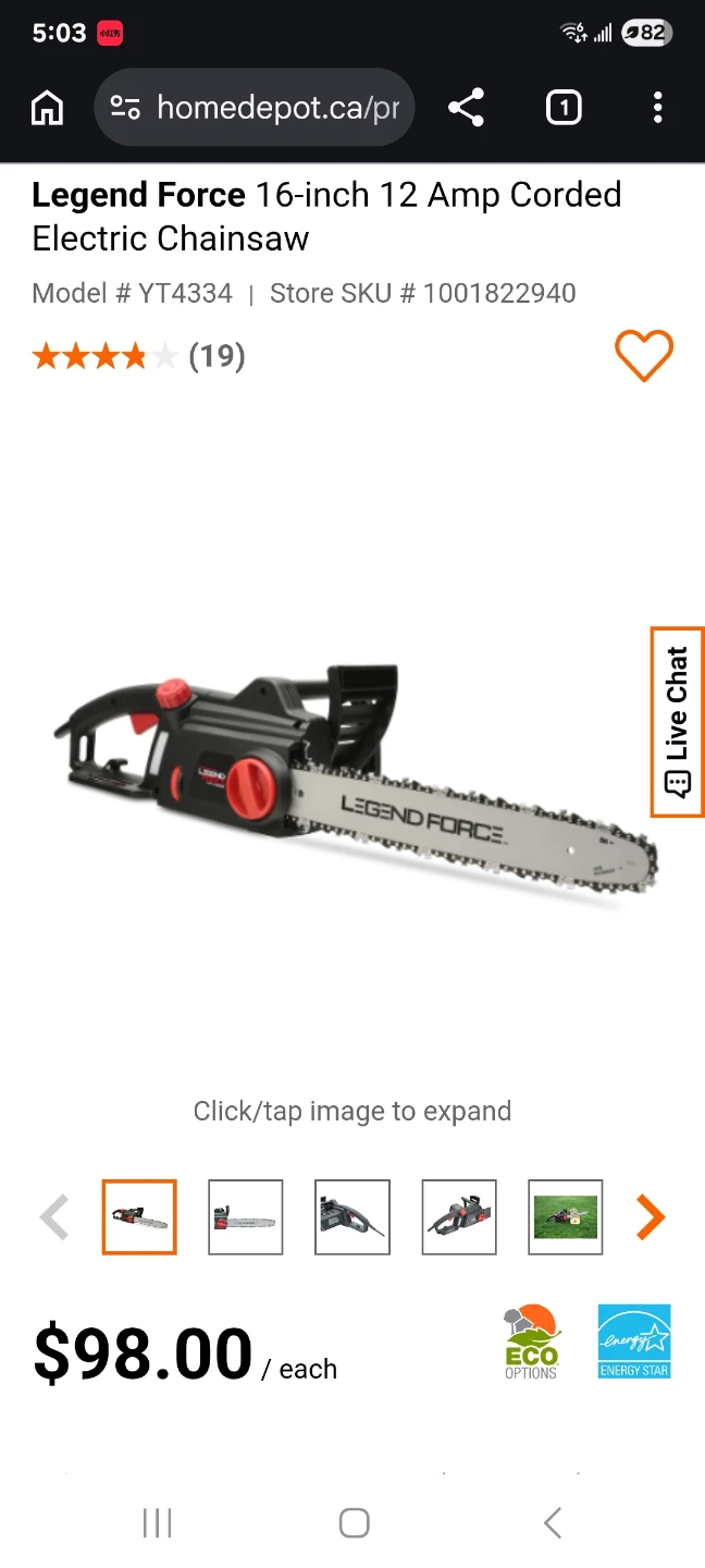 Legend Force 12-Amp Electric Chainsaw - 16 Inch - photo 2