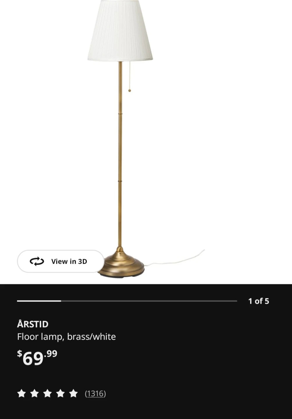 IKEA ÅRSTID Floor Lamp - Brass/White - photo 3
