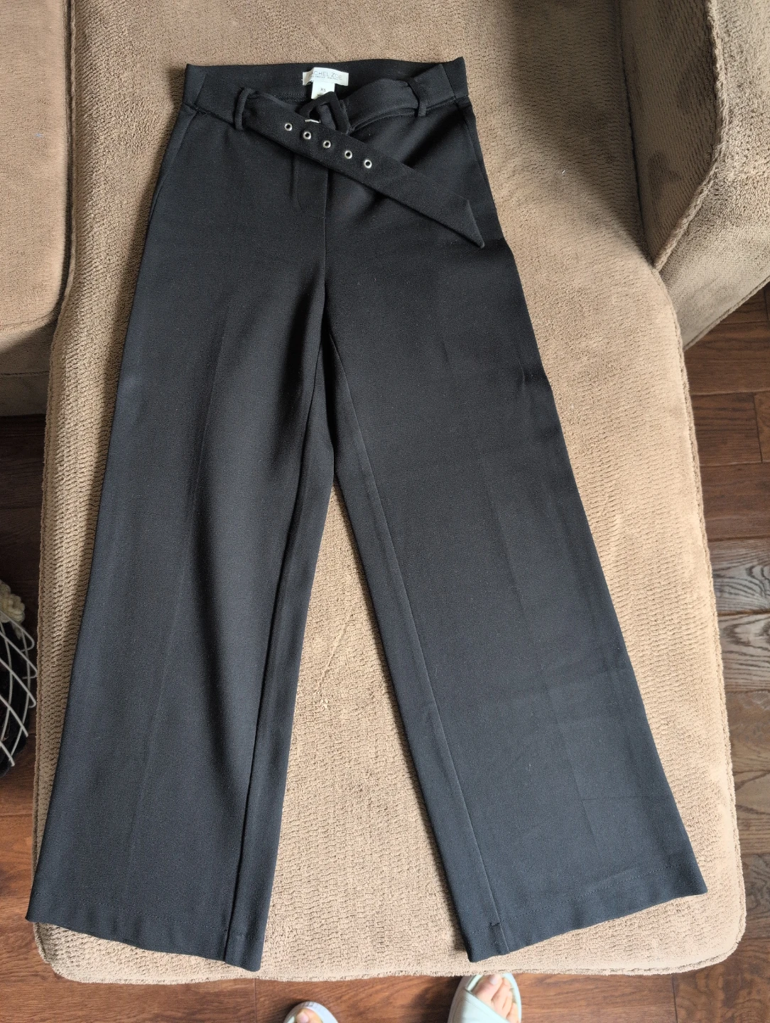 Black Wide-Leg Pants with Belt