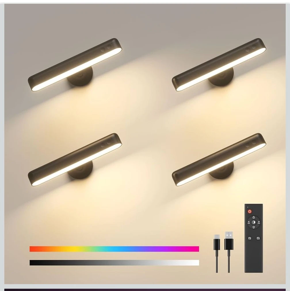 Set of 4 LED Vanity Lights with Remote