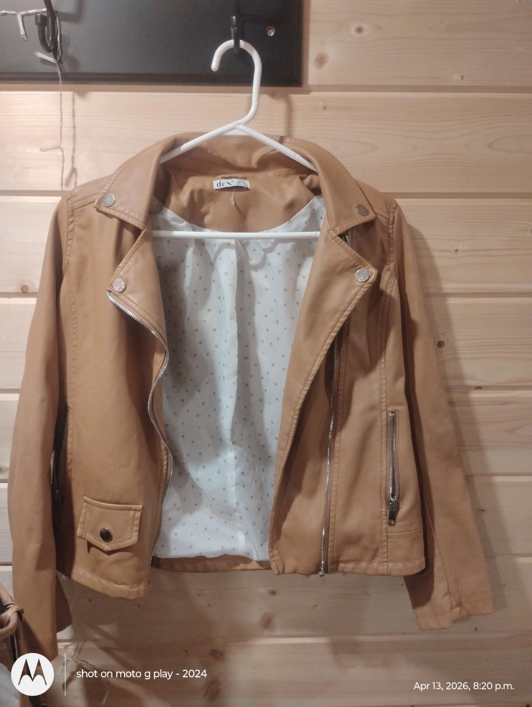 Tan Faux Leather Moto Jacket - photo 2