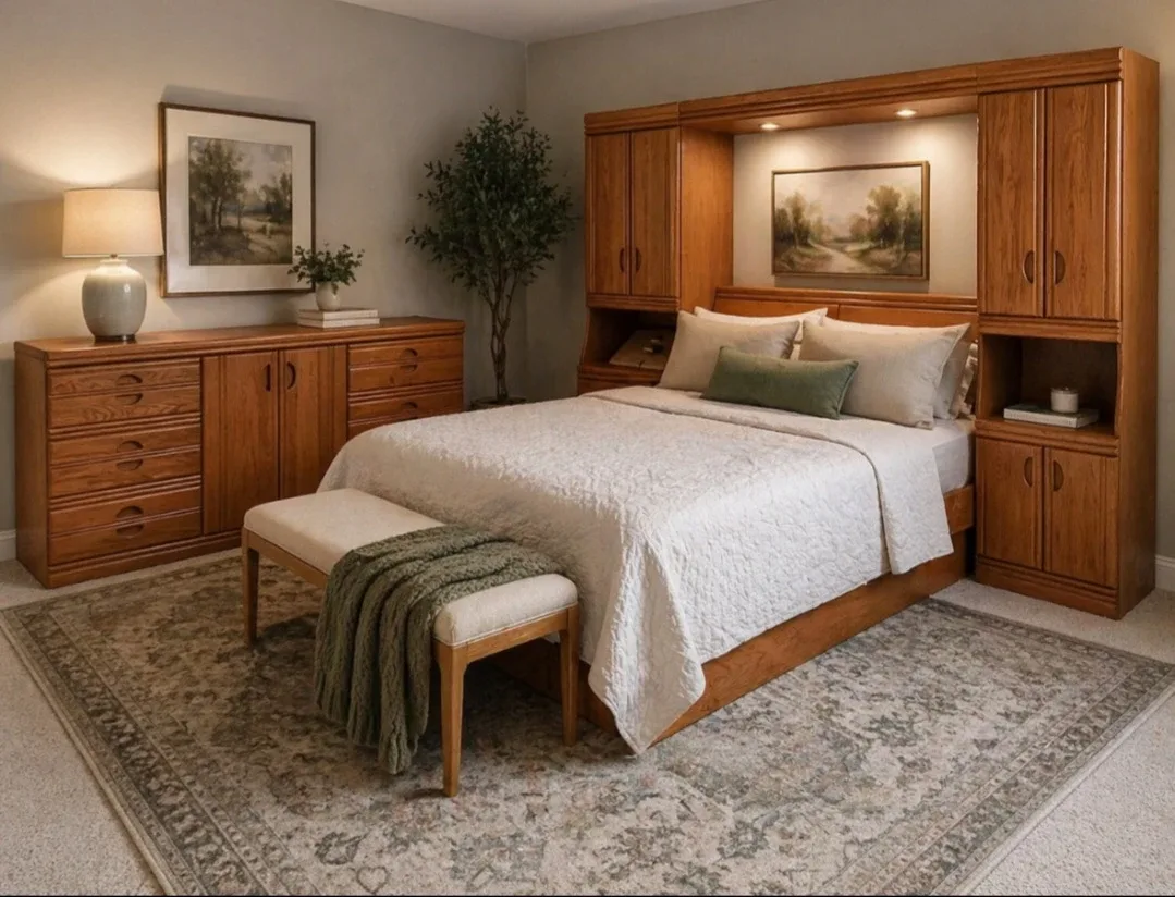 Solid Wood Bedroom Set with Headboard and Dresser