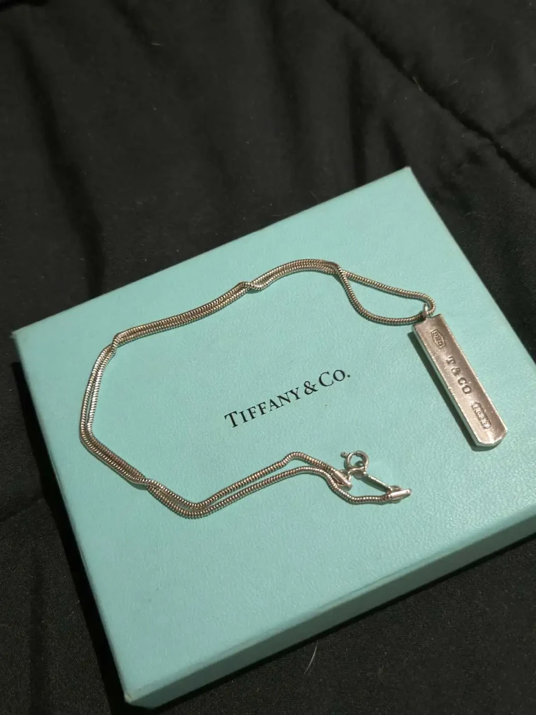 Tiffany & Co. 925 Silver 1837 Bar Pendant Necklace