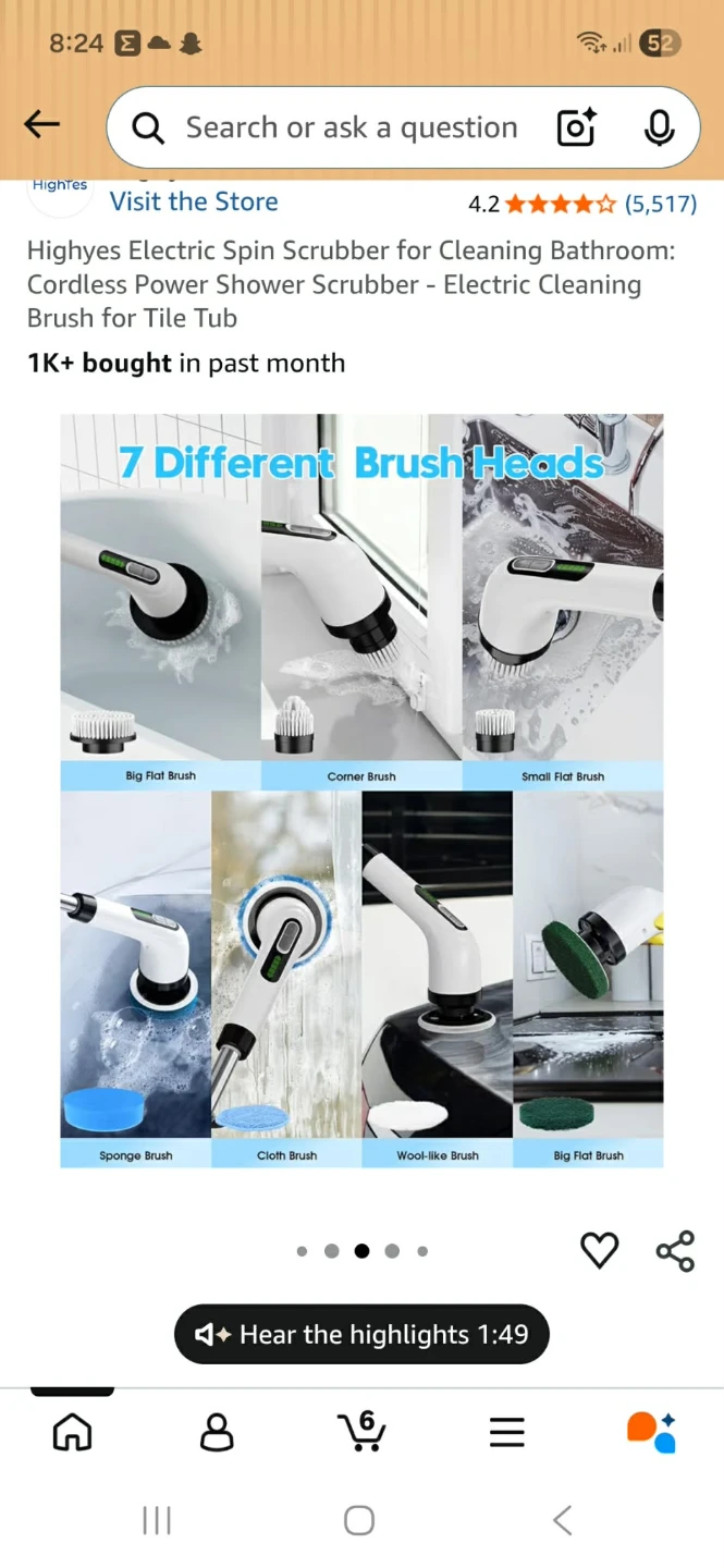 HighYes Electric Spin Scrubber 7-in-1 Cleaning Brush