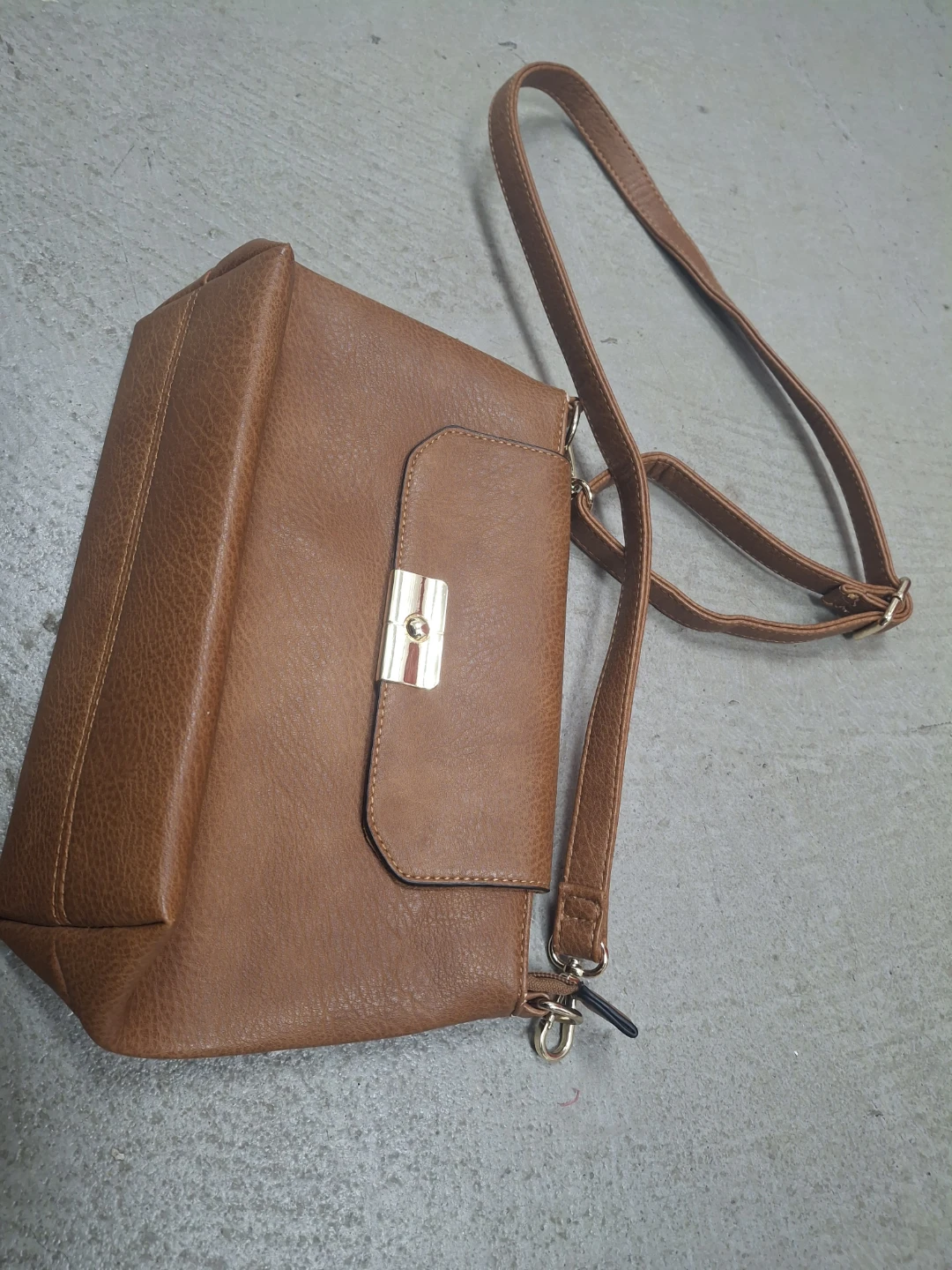 Brown Faux Leather Crossbody Purse