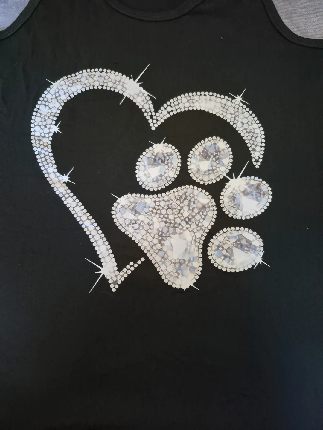 Black Tank Top with Heart and Paw Print